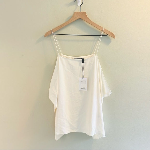 Theory Petteri-Rosina Crepe Draped Ivory Top Womens Size Medium Cream White - Picture 2 of 11